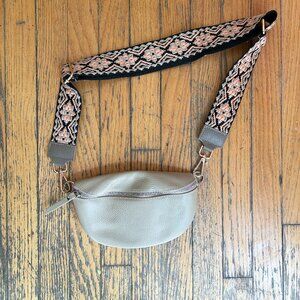 NWOT Genuine Leather crossbody bag with woven strap